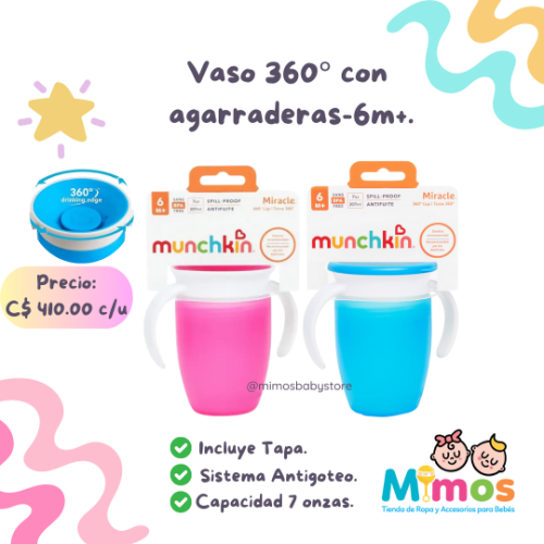 Vasos 360 grados con agarraderas 7 onzas