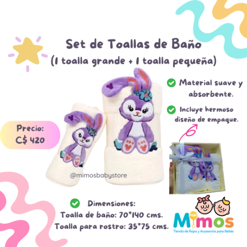 Set de Toallas de Baño Conejito