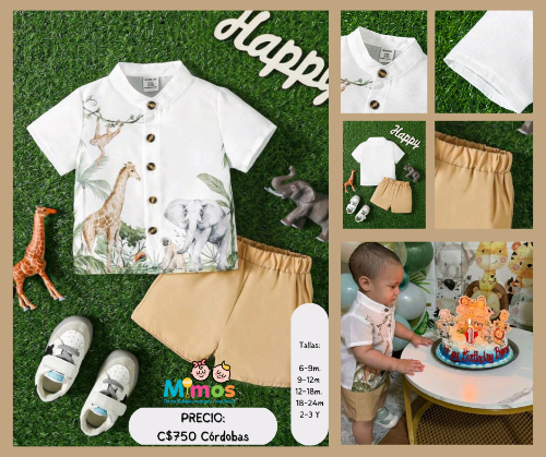 Conjunto Safari Camisa Blanca short caqui
