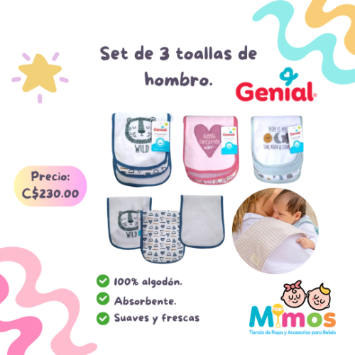 Set de 3 toallas de hombro Genial