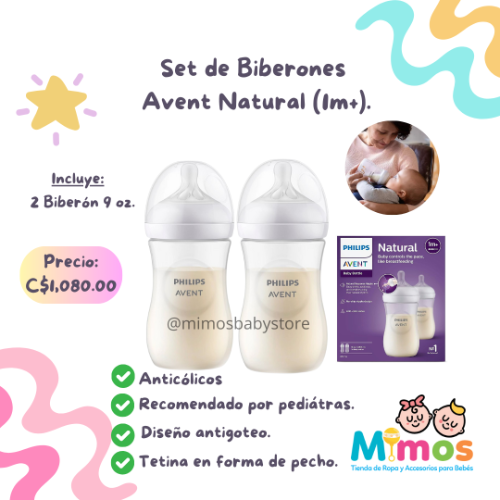 Set de Biberones Avent Natural 9 onzas-1m