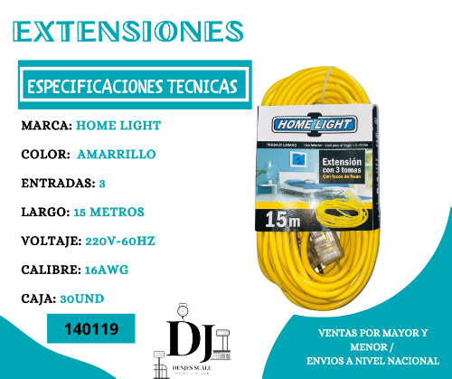 EXTENSION AMARRILLO 15MTRS