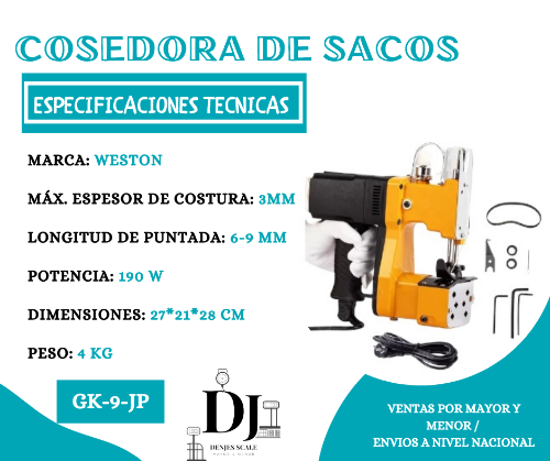 COSEDORA DE SACO WESTON  AMARILLA PEQUAÑA