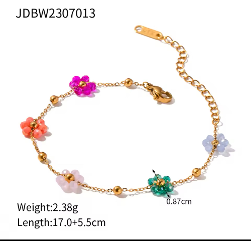 Pulsera con flores de piedras variedad de colores