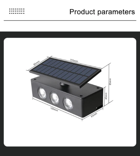 Aplique solar de 3 leds