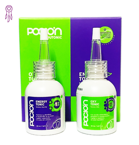 tonico duo de la pocion capilar dia y noche  verde y morado