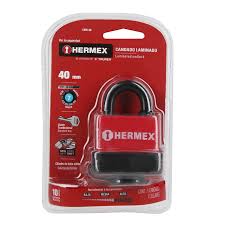CANDADO LAMINADO,RECUBIERTO DE PLASTICO,40MM HERMEX