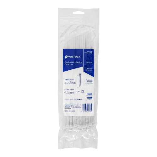 Cincho plastico Blanco 250mmx4.5mm 44307 Volteck