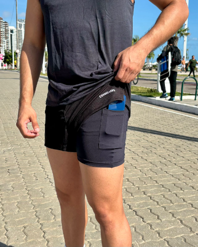 T:G Short Atletismo Duplo Curto Preto