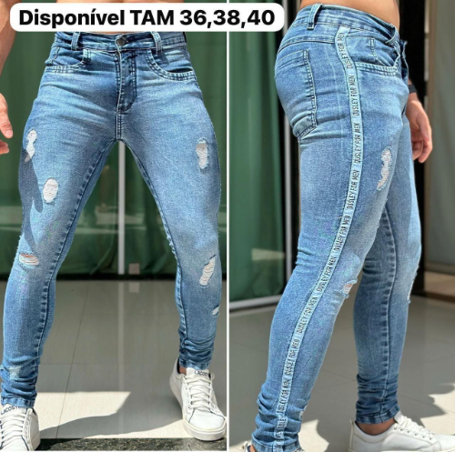 N: 36 Calça Jeans Rasgada Dsl Fita