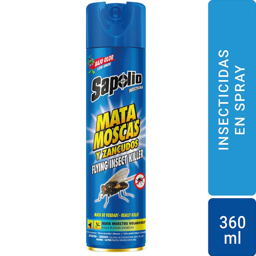 Insecticida Aerosol SAPOLIO Mata Moscas y Zancudos Frasco 360ml