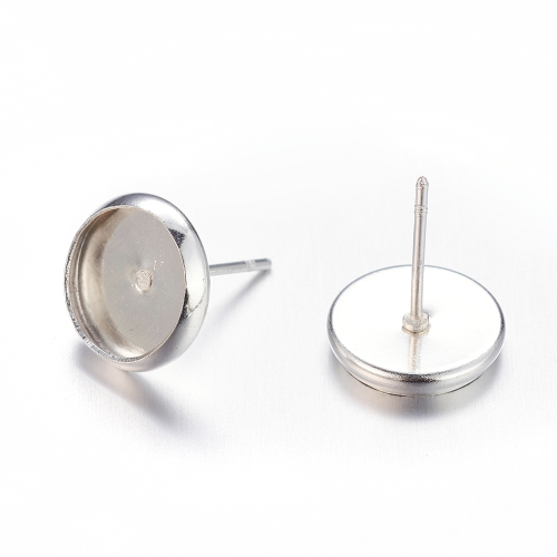 Paquete 10und bases de pendientes latón plateado