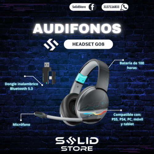 Audifonos Headset Gamer inalambricos Bluetooth - 2.4Ghz