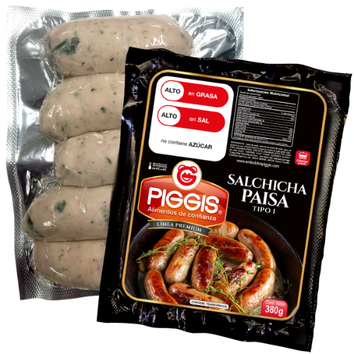 Piggis salchicha paisa tipo 1 380g