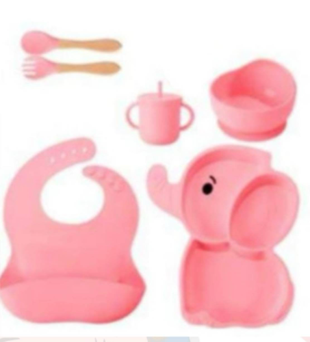 SET ALIMENTACIÓN ELEFANTE  ROSA 6 PZ