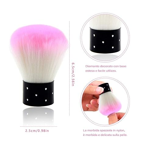 Cepillo de polvo de uñas, cepillo de uñas, cepillo de polvo de uñas, cepillo de cabeza de seta, cepillo de maquillaje, cepillo de rubor de polvo suelto  Rosa