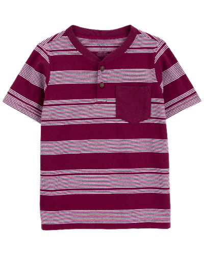 Carters - T Shirt - Striped Pocket Henley Tee