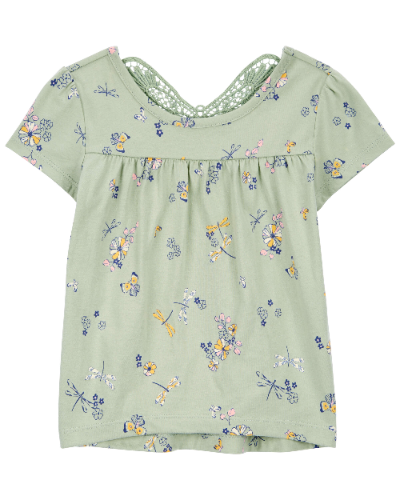 Carters - T Shirt - Flora Mariposa Verde - 2T