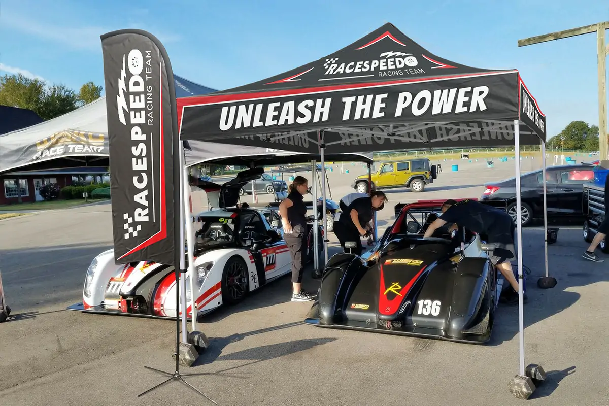 Create a pit stop with a personalized sports canopy