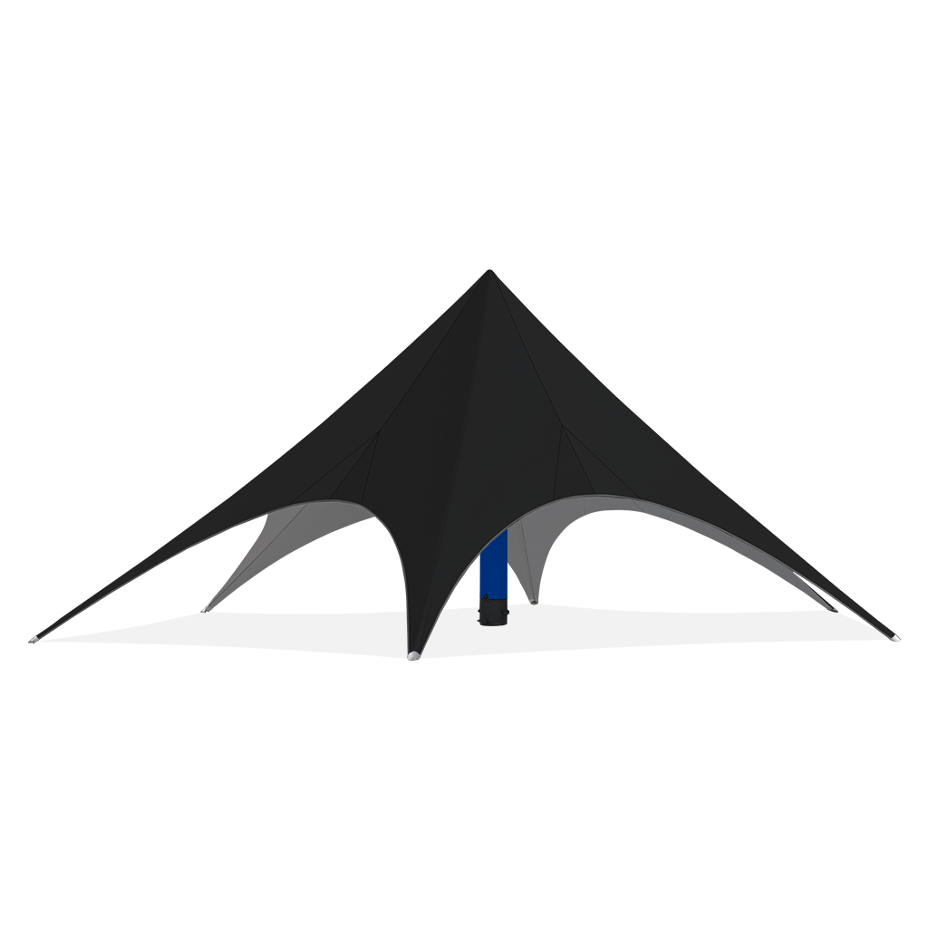 Customize a star-shaped black inflatable tent for an event