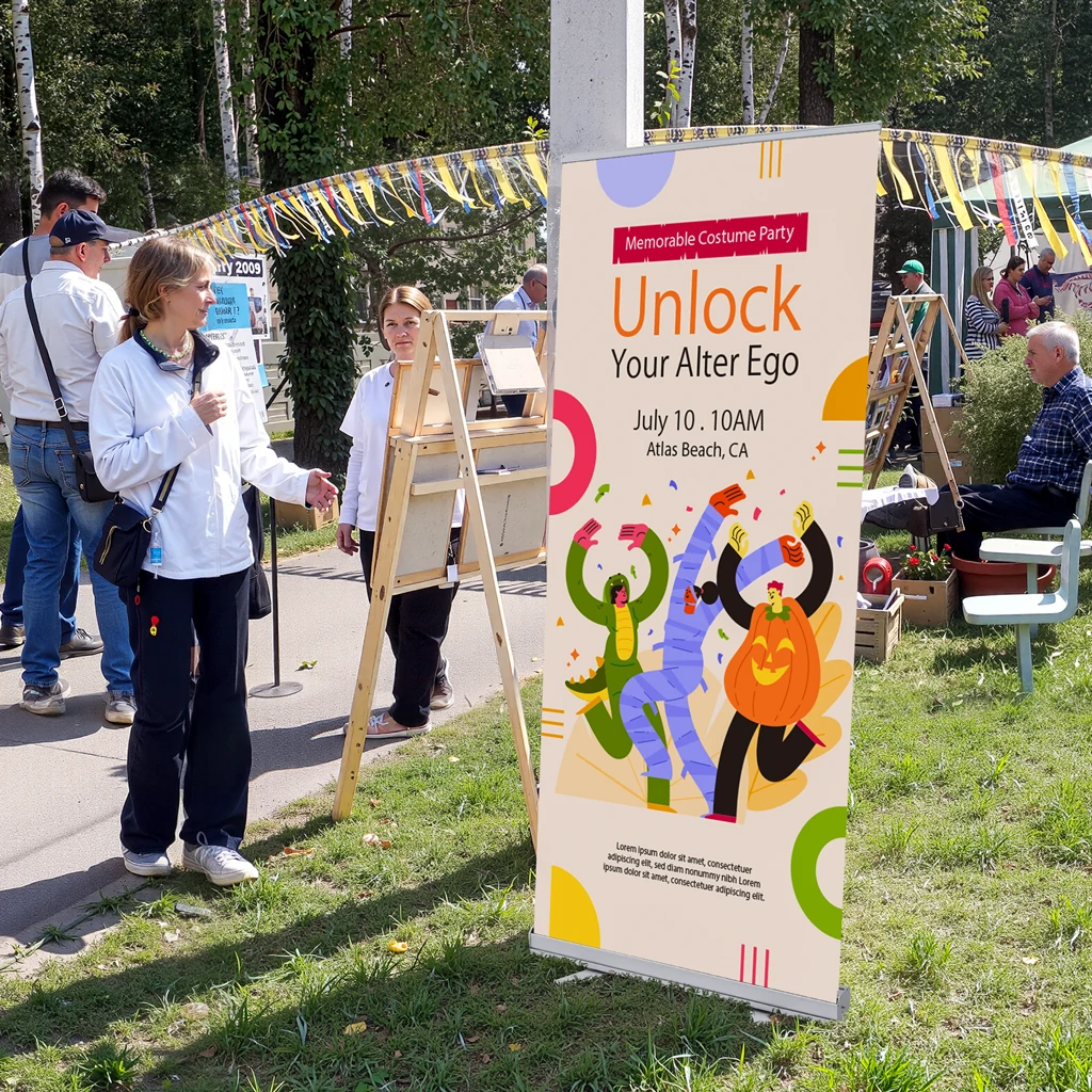 Place retractable banner for promotion
