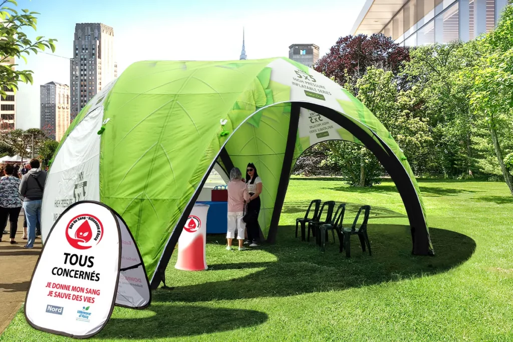 Customize a basic inflatable dome tent at outdoor events