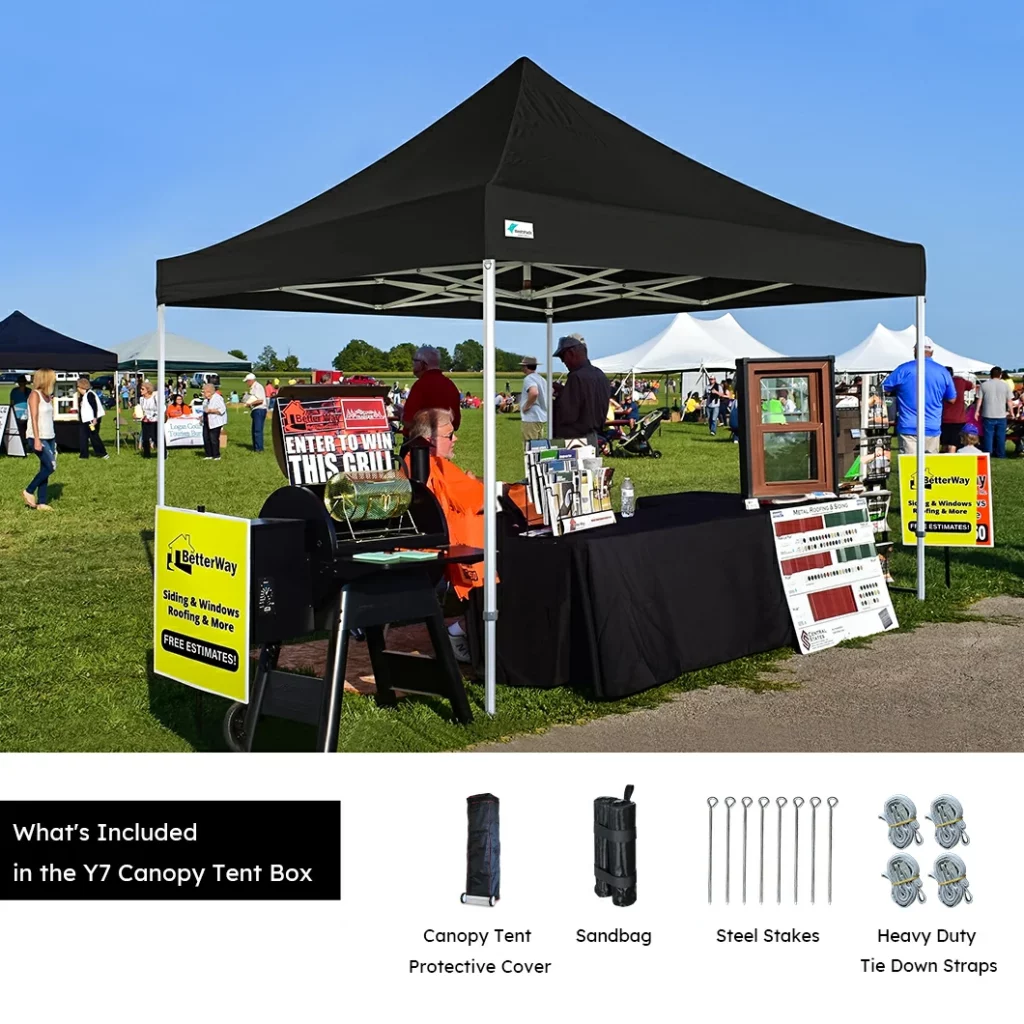What's included in the Y7 canopy tent box