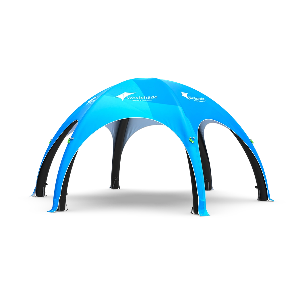 26x26 hexagonal inflatable tent with black frame