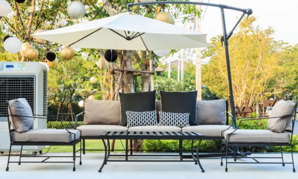 Choose an outdoor umbrella that matches your backyard style