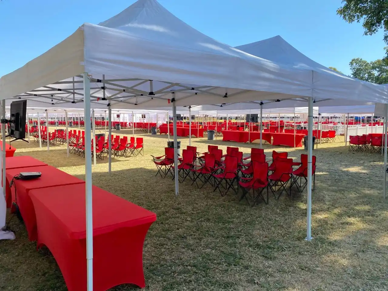 Outdoor canopies on the school field