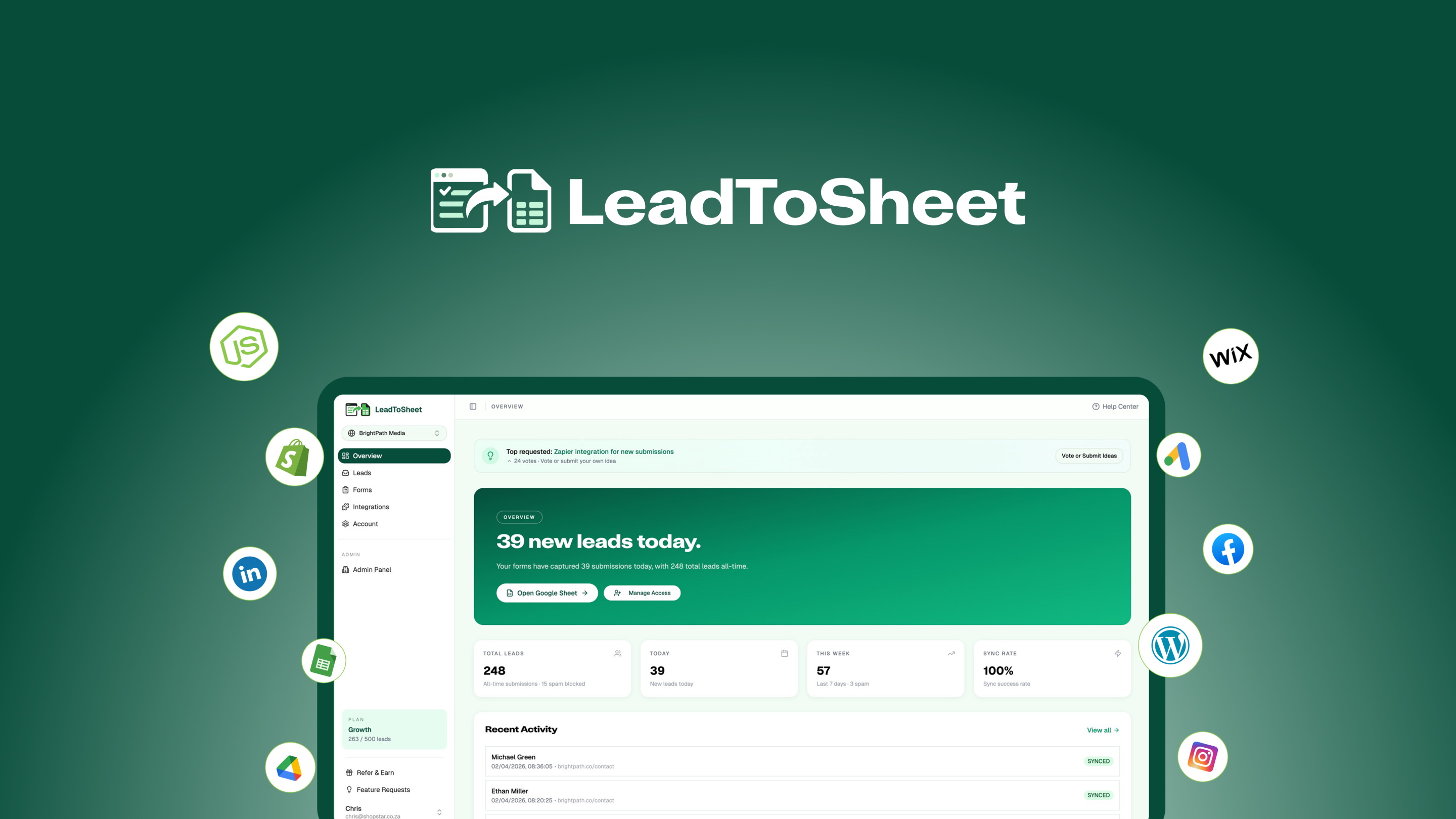 LeadToSheet real-time form to Google Sheets sync