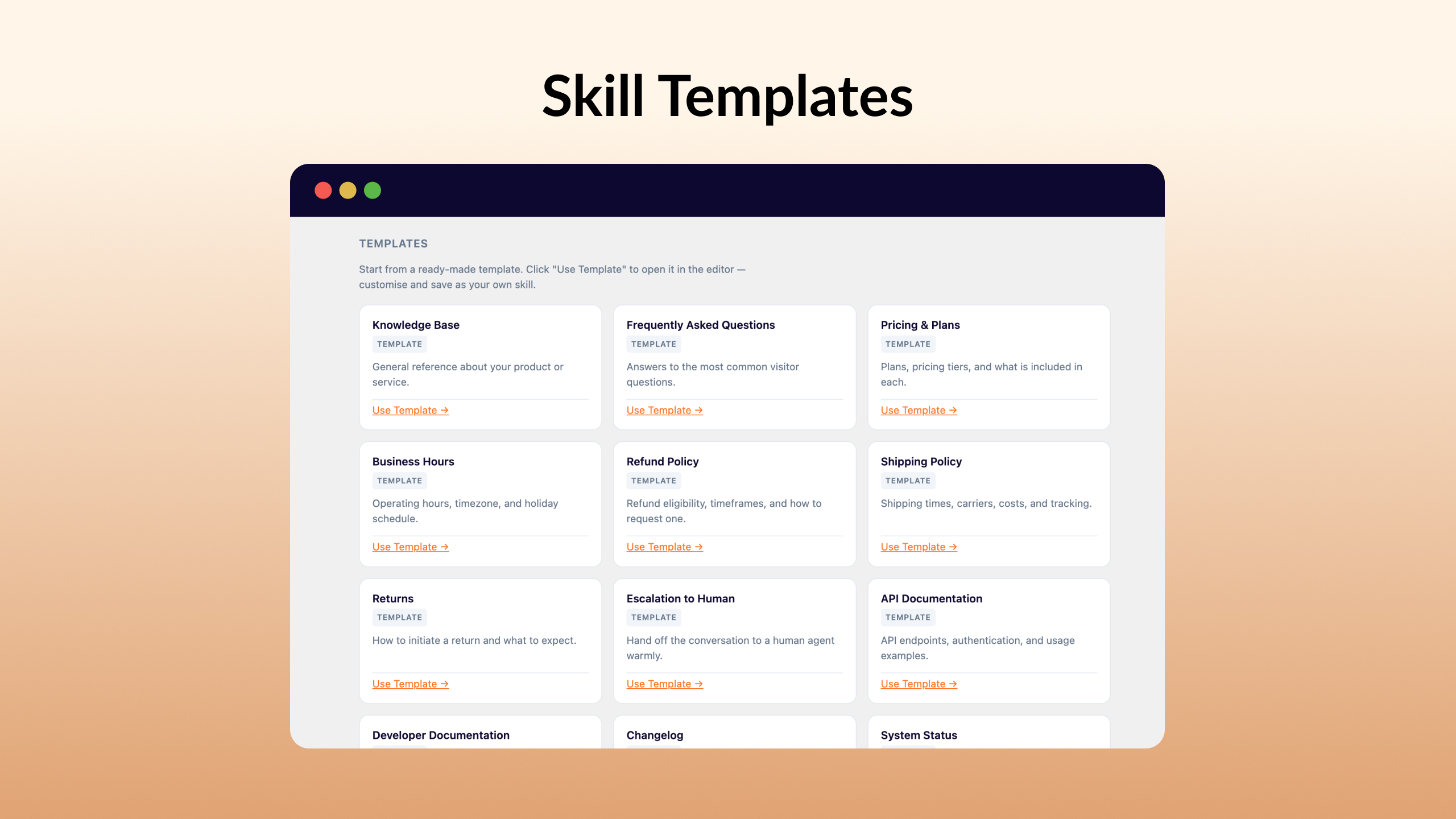 Skill templates