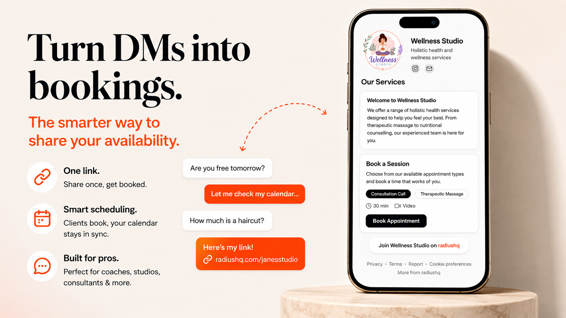 Smartphone booking page showing how one link replaces scheduling conversations. thumbnail