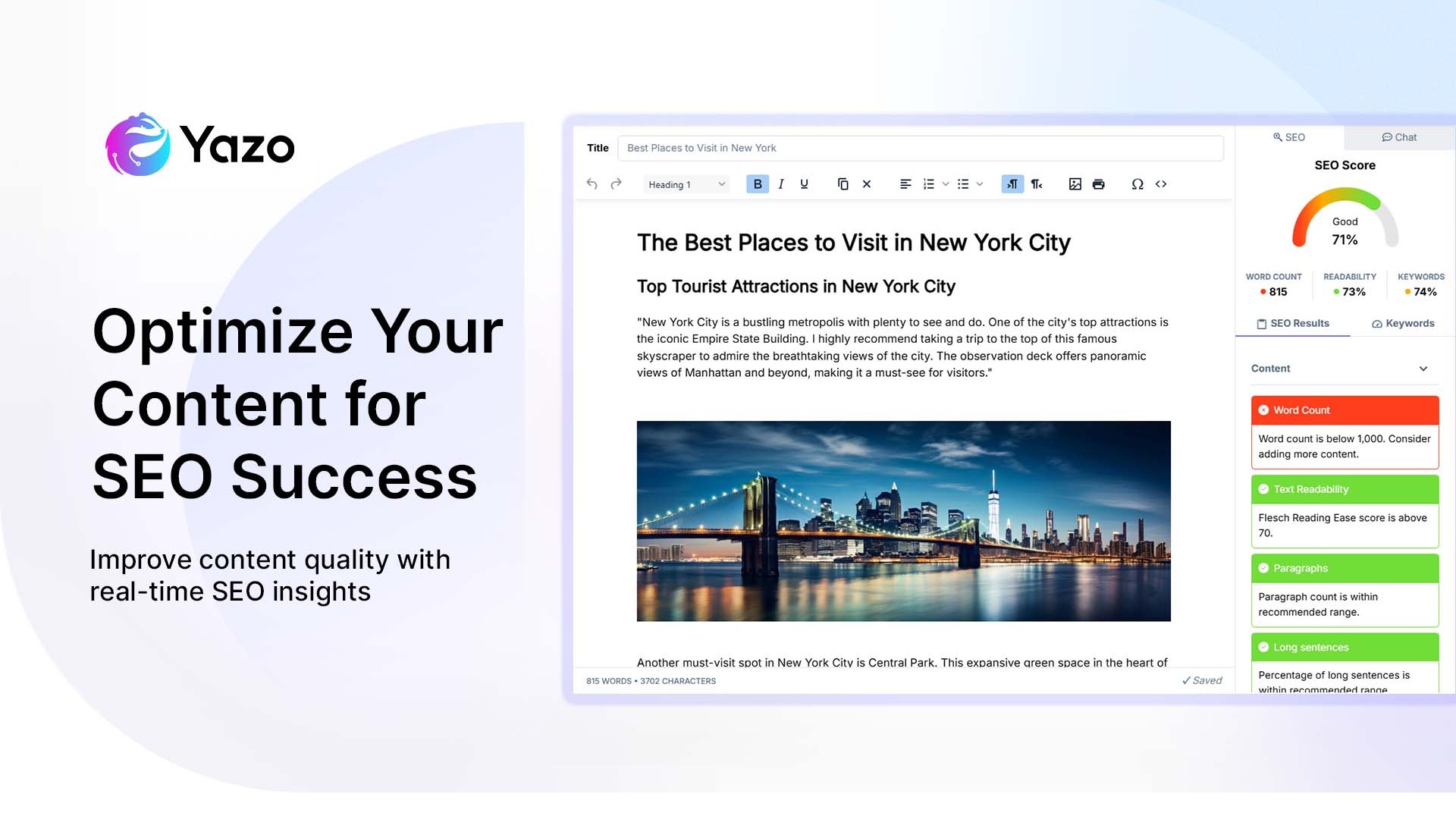 Write content that outranks your competitors using real-time SEO optimization