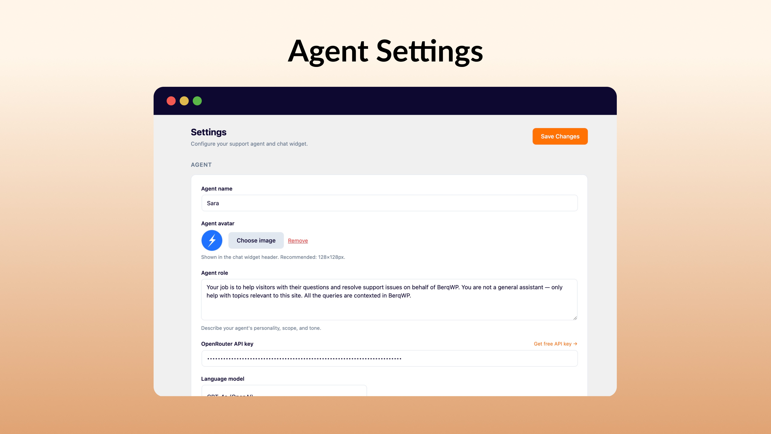Agent settings