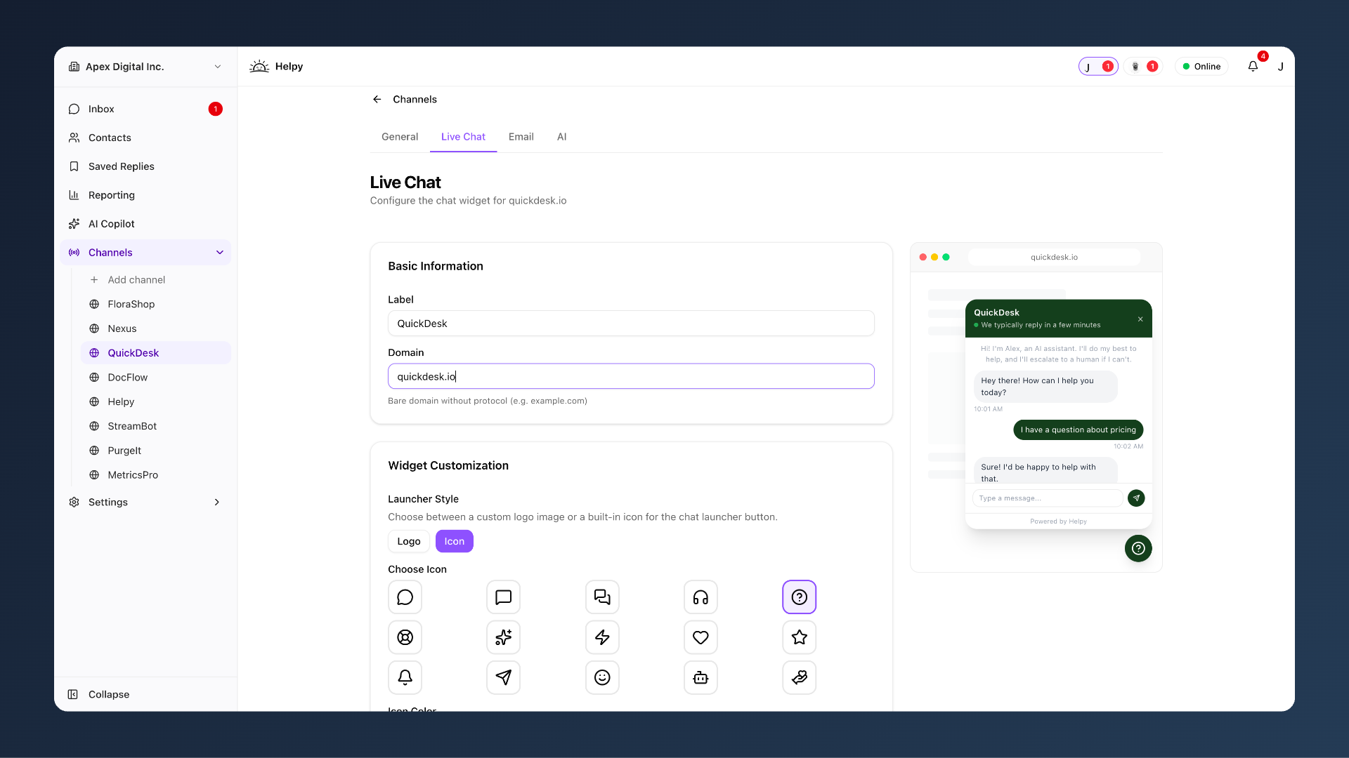Live Chat Widget Customization