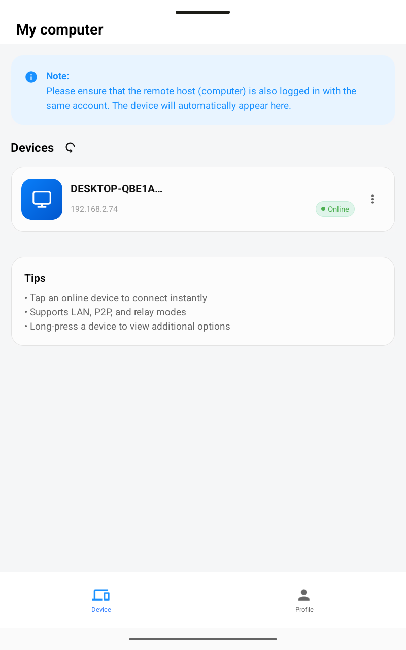 Android user interface