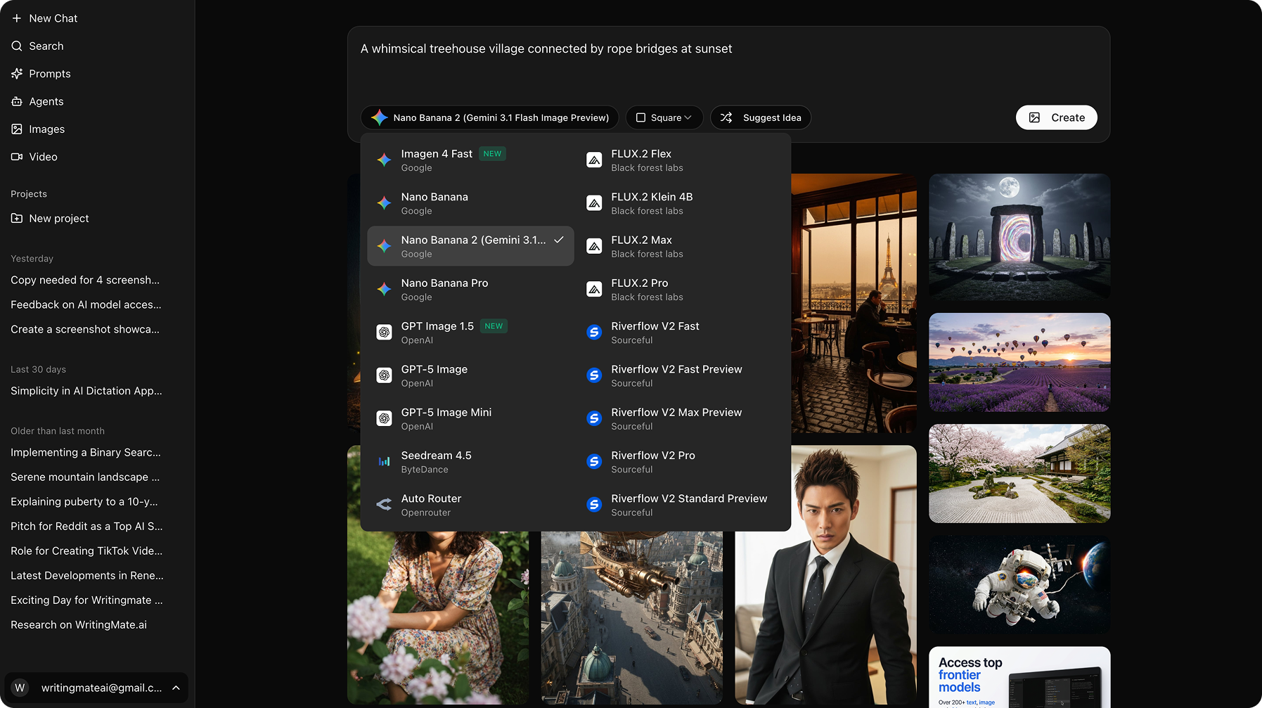 Writingmate Interface Dashboard