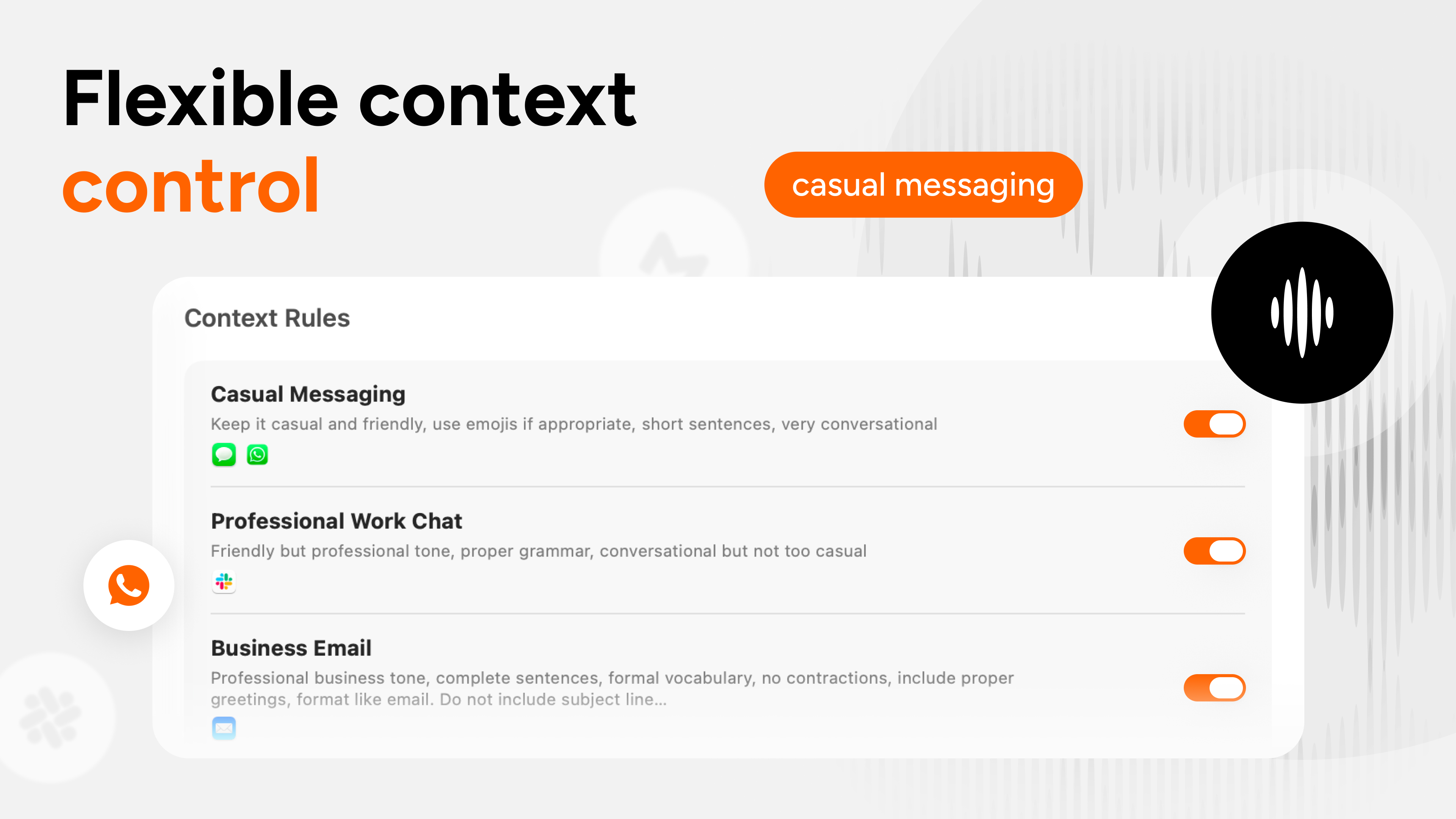 Context rules settings