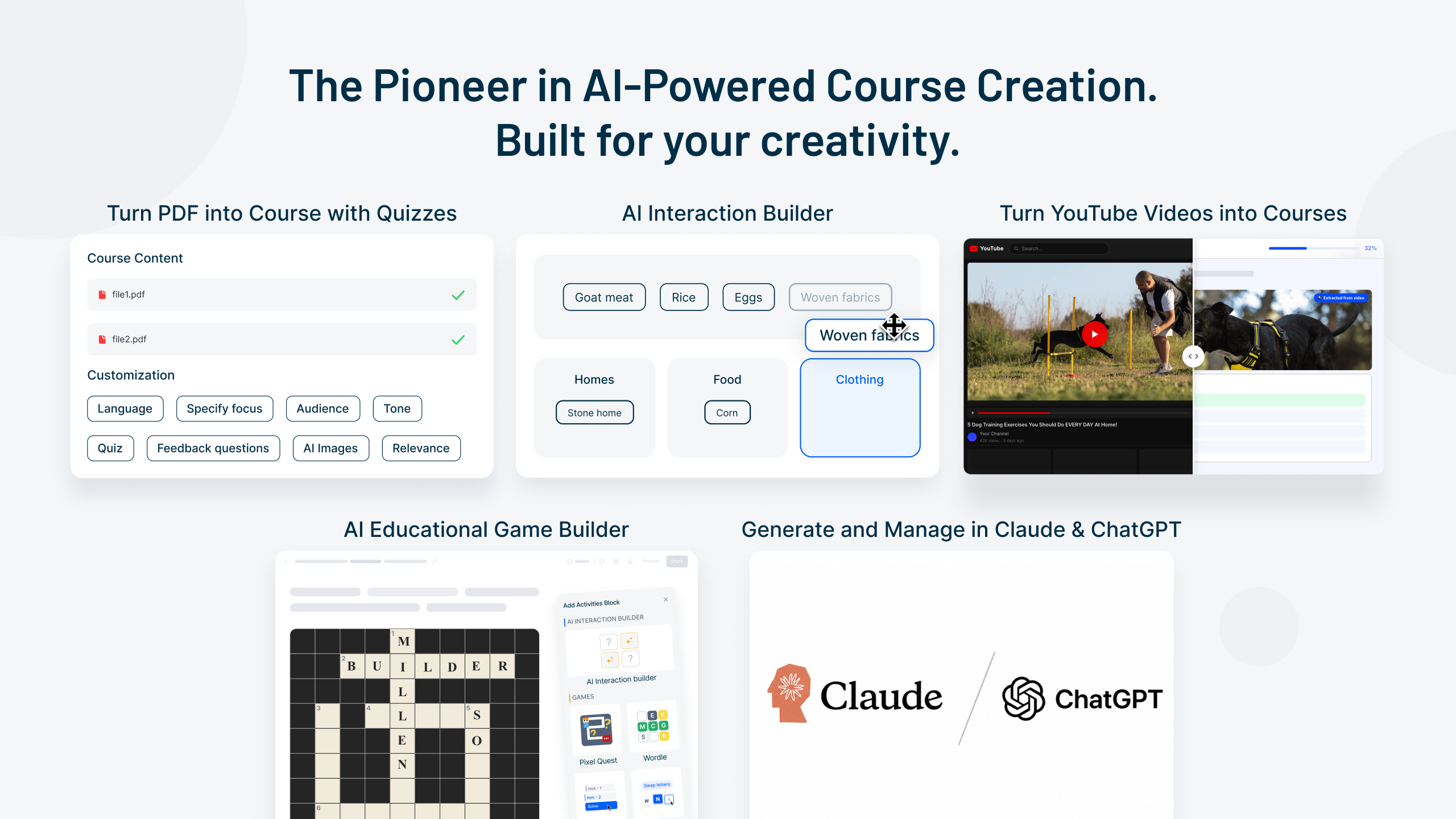 Generate entire courses with AI