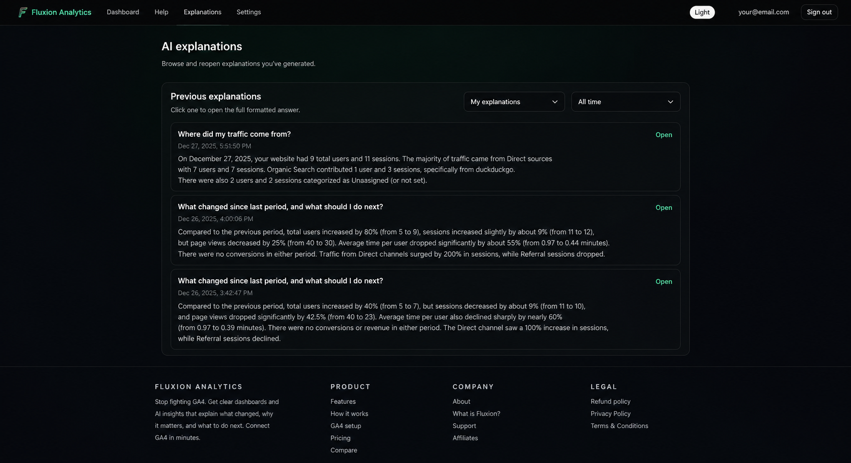Previous Ai explainations list