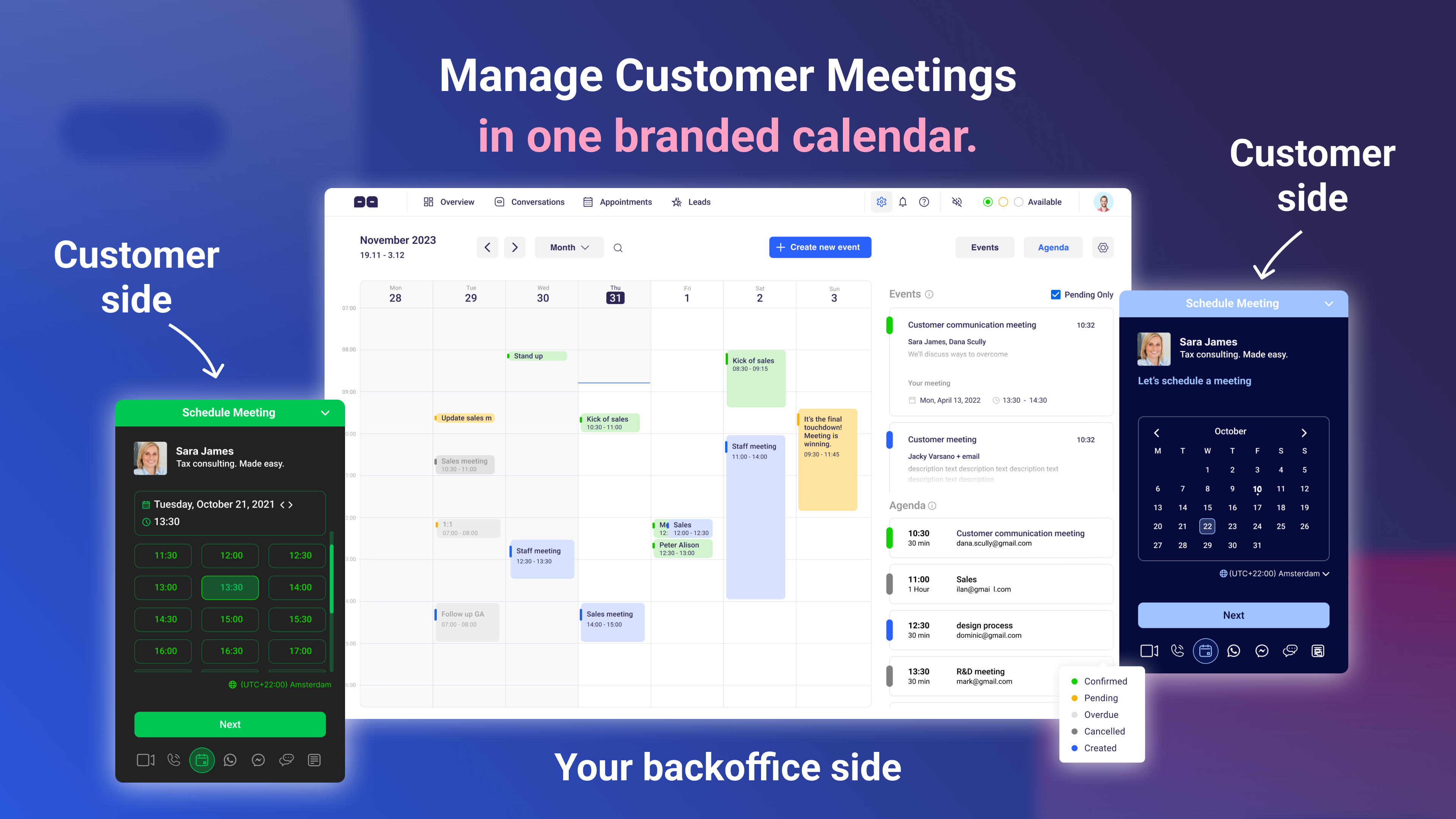 Schedule meetings with bi-directional capabilities