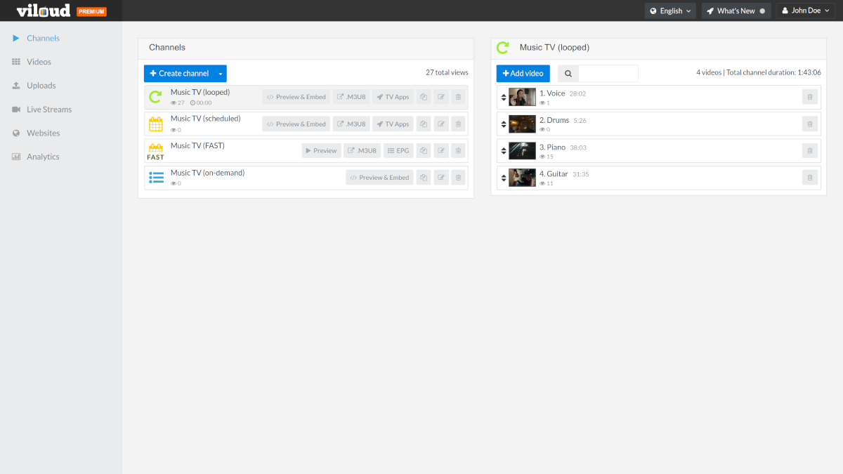 Viloud Interface Dashboard