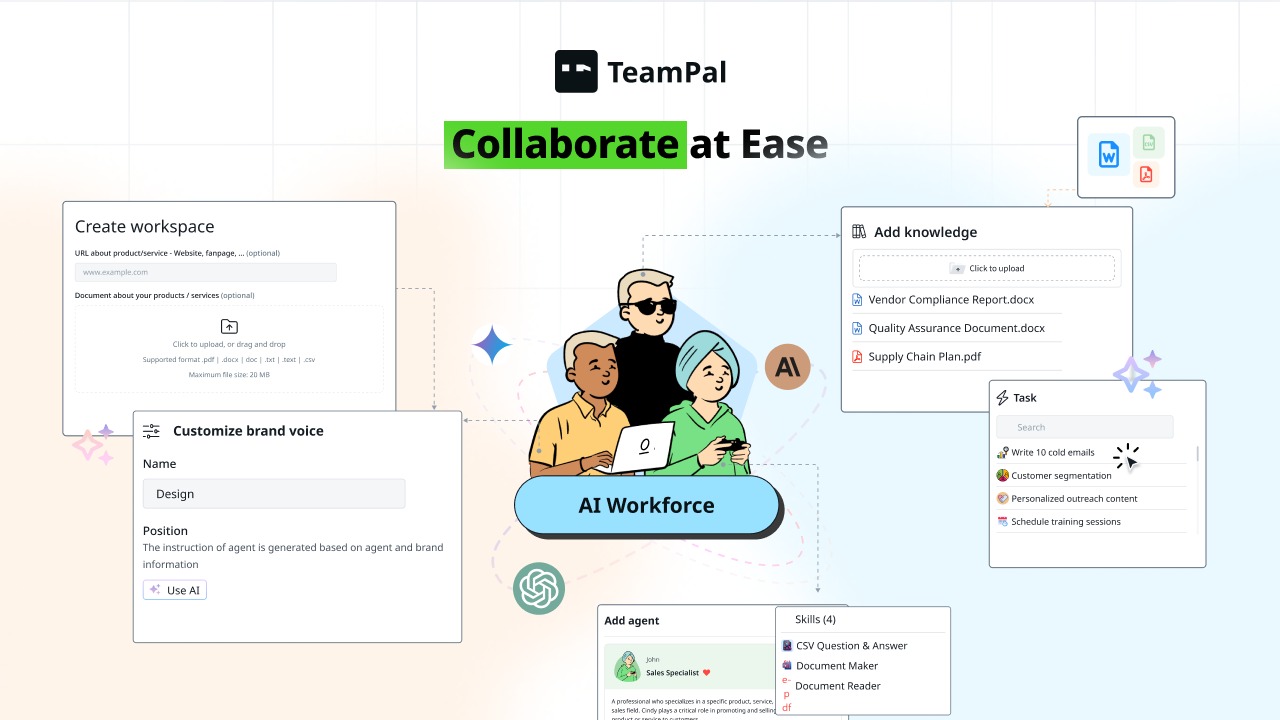 Invite your team to help build and manage your custom AI workforce.