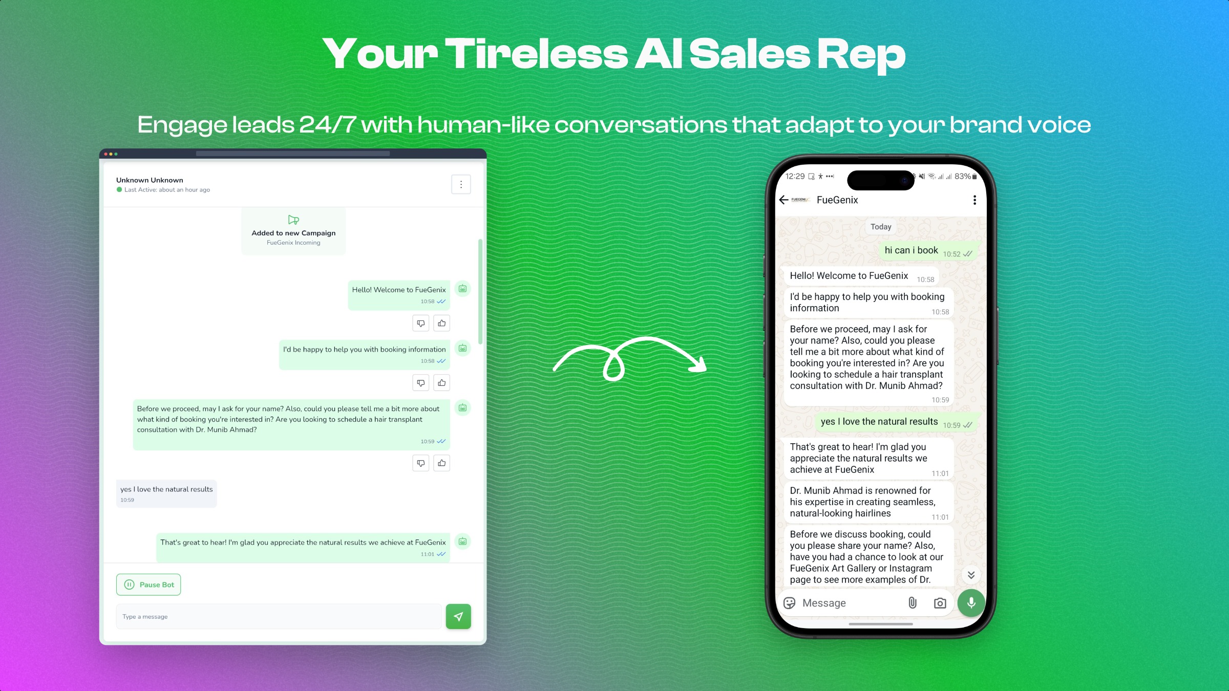 Watch as DM Champ engages a lead with natural, brand-aligned conversation, turning interest into a qualified prospect.