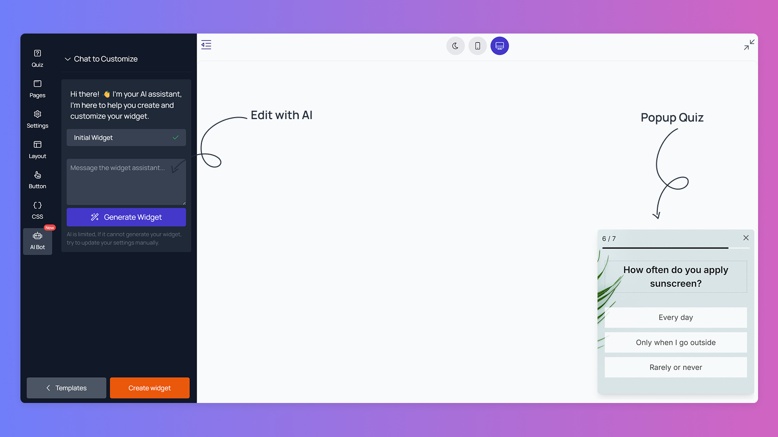 Fouita Visual Editor Interface