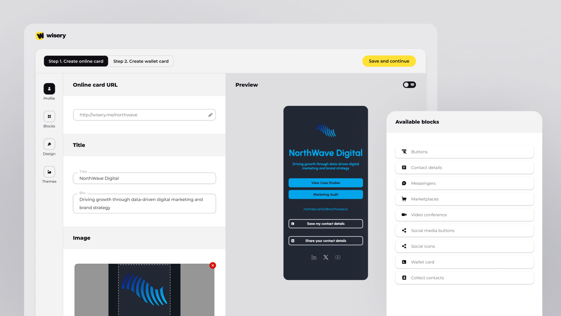 Build your card from a branded template