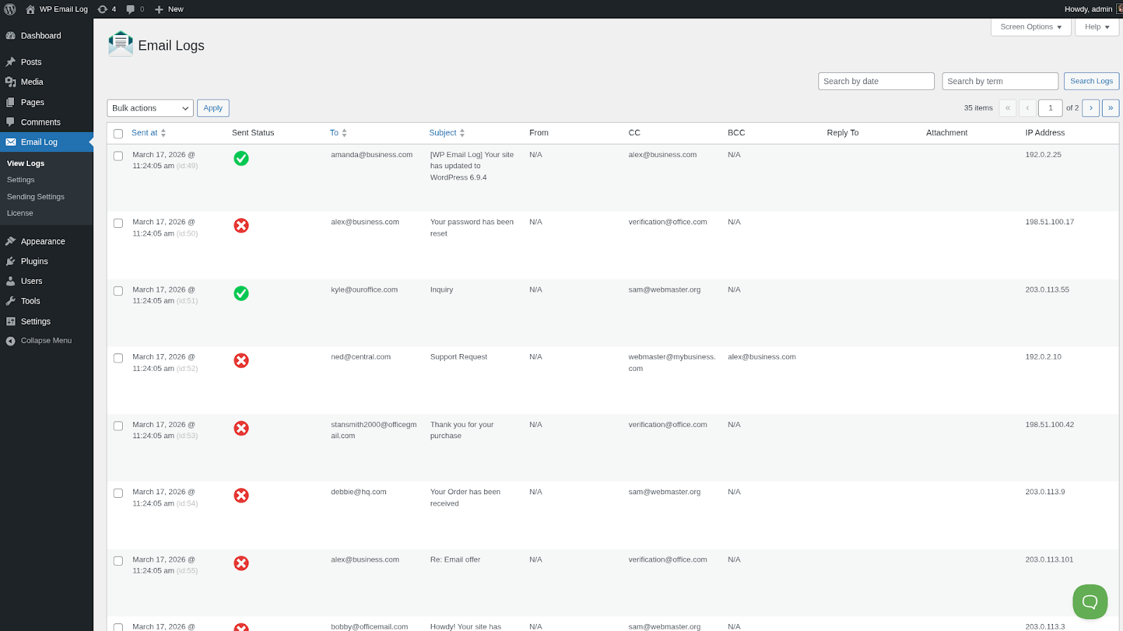 Email logs thumbnail