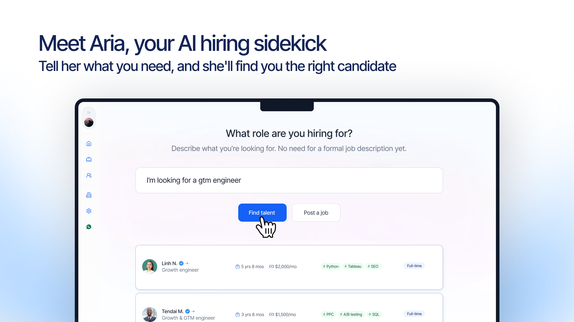 Aria, hiring sidekick thumbnail