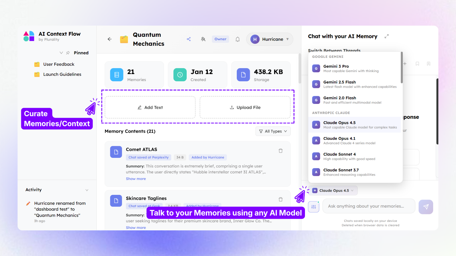 Memory studio and model switcher thumbnail
